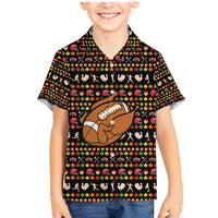 Merry Christmas Turkey Football Family Matching Mermaid Dress and Hawaiian Shirt Fall Leaves Pattern for Game Day Fans - Wonder Print Shop