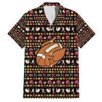 Merry Christmas Turkey Football Family Matching Off Shoulder Short Dress and Hawaiian Shirt Fall Leaves Pattern for Game Day Fans - Wonder Print Shop