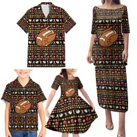 Merry Christmas Turkey Football Family Matching Puletasi and Hawaiian Shirt Fall Leaves Pattern for Game Day Fans - Wonder Print Shop