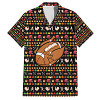 Merry Christmas Turkey Football Family Matching Short Sleeve Bodycon Dress and Hawaiian Shirt Fall Leaves Pattern for Game Day Fans - Wonder Print Shop