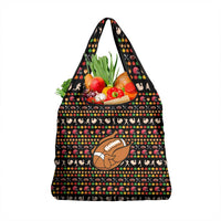 Merry Christmas Turkey Football Grocery Bag Fall Leaves Pattern for Game Day Fans - Wonder Print Shop