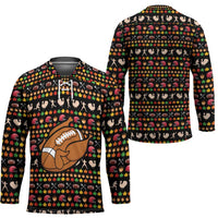 Merry Christmas Turkey Football Hockey Jersey Fall Leaves Pattern for Game Day Fans - Wonder Print Shop