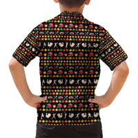Merry Christmas Turkey Football Kid Hawaiian Shirt Fall Leaves Pattern for Game Day Fans - Wonder Print Shop