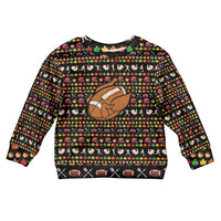 Merry Christmas Turkey Football Kid Ugly Christmas Sweater Fall Leaves Pattern for Game Day Fans - Wonder Print Shop