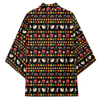 Merry Christmas Turkey Football Kimono Fall Leaves Pattern for Game Day Fans - Wonder Print Shop