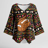 Merry Christmas Turkey Football Kimono Sleeve Blouse Fall Leaves Pattern for Game Day Fans - Wonder Print Shop