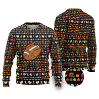 Merry Christmas Turkey Football Ugly Christmas Sweater Fall Leaves Pattern for Game Day Fans - Wonder Print Shop