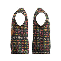 Merry Christmas Turkey Football Christmas Knitted V-Neck Vest Fall Leaves Pattern for Game Day Fans - Wonder Print Shop