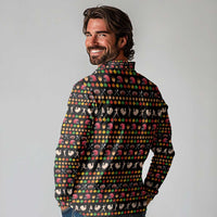 Merry Christmas Turkey Football Long Sleeve Polo Shirt Fall Leaves Pattern for Game Day Fans - Wonder Print Shop