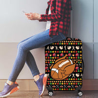 Merry Christmas Turkey Football Luggage Cover Fall Leaves Pattern for Game Day Fans - Wonder Print Shop