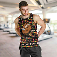 Merry Christmas Turkey Football Men Tank Top Fall Leaves Pattern for Game Day Fans - Wonder Print Shop