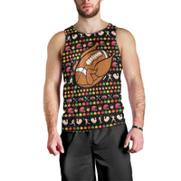 Merry Christmas Turkey Football Men Tank Top Fall Leaves Pattern for Game Day Fans - Wonder Print Shop