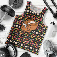 Merry Christmas Turkey Football Men Tank Top Fall Leaves Pattern for Game Day Fans - Wonder Print Shop