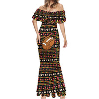 Merry Christmas Turkey Football Mermaid Dress Fall Leaves Pattern for Game Day Fans - Wonder Print Shop