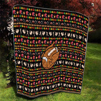 Merry Christmas Turkey Football Quilt Fall Leaves Pattern for Game Day Fans - Wonder Print Shop