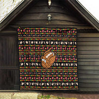 Merry Christmas Turkey Football Quilt Fall Leaves Pattern for Game Day Fans - Wonder Print Shop