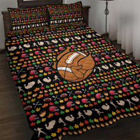 Merry Christmas Turkey Football Quilt Bed Set Fall Leaves Pattern for Game Day Fans - Wonder Print Shop