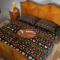 Merry Christmas Turkey Football Quilt Bed Set Fall Leaves Pattern for Game Day Fans - Wonder Print Shop