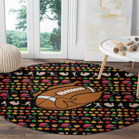 Merry Christmas Turkey Football Round Carpet Fall Leaves Pattern for Game Day Fans - Wonder Print Shop