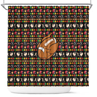 Merry Christmas Turkey Football Shower Curtain Fall Leaves Pattern for Game Day Fans - Wonder Print Shop