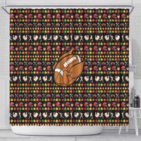 Merry Christmas Turkey Football Shower Curtain Fall Leaves Pattern for Game Day Fans - Wonder Print Shop