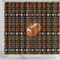 Merry Christmas Turkey Football Shower Curtain Fall Leaves Pattern for Game Day Fans - Wonder Print Shop