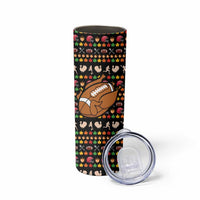 Merry Christmas Turkey Football Skinny Tumbler Fall Leaves Pattern for Game Day Fans - Wonder Print Shop