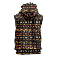 Merry Christmas Turkey Football Sleeveless Hoodie Fall Leaves Pattern for Game Day Fans - Wonder Print Shop