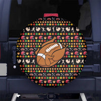 Merry Christmas Turkey Football Spare Tire Cover Fall Leaves Pattern for Game Day Fans - Wonder Print Shop