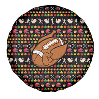 Merry Christmas Turkey Football Spare Tire Cover Fall Leaves Pattern for Game Day Fans - Wonder Print Shop
