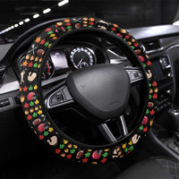 Merry Christmas Turkey Football Steering Wheel Cover Fall Leaves Pattern for Game Day Fans - Wonder Print Shop