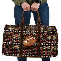 Merry Christmas Turkey Football Travel Bag Fall Leaves Pattern for Game Day Fans - Wonder Print Shop