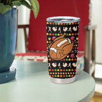 Merry Christmas Turkey Football Tumbler Cup Fall Leaves Pattern for Game Day Fans - Wonder Print Shop