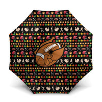Merry Christmas Turkey Football Umbrella Fall Leaves Pattern for Game Day Fans - Wonder Print Shop