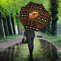 Merry Christmas Turkey Football Umbrella Fall Leaves Pattern for Game Day Fans - Wonder Print Shop