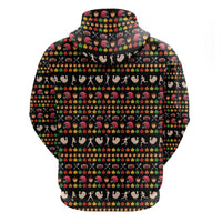 Merry Christmas Turkey Football Zip Hoodie Fall Leaves Pattern for Game Day Fans - Wonder Print Shop