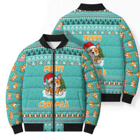 Funny Dog Merry Corgmas Christmas Bomber Puffer Jacket Xmas Holiday Patterns - Wonder Print Shop