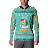Funny Dog Merry Corgmas Christmas Button Sweatshirt Xmas Holiday Patterns - Wonder Print Shop