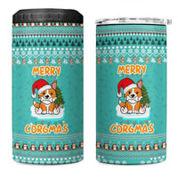 Funny Dog Merry Corgmas Christmas 4 in 1 Can Cooler Tumbler Xmas Holiday Patterns - Wonder Print Shop