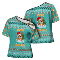 Funny Dog Merry Corgmas Christmas Cross Shoulder Shirt Xmas Holiday Patterns - Wonder Print Shop