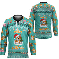 Funny Dog Merry Corgmas Christmas Hockey Jersey Xmas Holiday Patterns - Wonder Print Shop