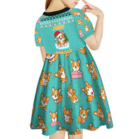 Funny Dog Merry Corgmas Christmas Kid Short Sleeve Dress Xmas Holiday Patterns - Wonder Print Shop