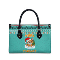 Funny Dog Merry Corgmas Christmas Leather Bag Xmas Holiday Patterns - Wonder Print Shop