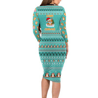 Funny Dog Merry Corgmas Christmas Long Sleeve Bodycon Dress Xmas Holiday Patterns - Wonder Print Shop