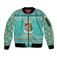 Funny Dog Merry Corgmas Christmas Sleeve Zip Bomber Jacket Xmas Holiday Patterns - Wonder Print Shop