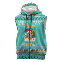 Funny Dog Merry Corgmas Christmas Sleeveless Zip Hoodie Xmas Holiday Patterns - Wonder Print Shop