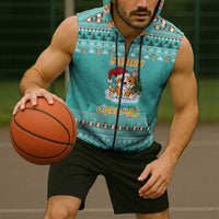 Funny Dog Merry Corgmas Christmas Sleeveless Zip Hoodie Xmas Holiday Patterns - Wonder Print Shop