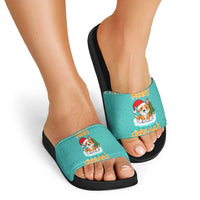 Funny Dog Merry Corgmas Christmas Slide Sandals Xmas Holiday Patterns - Wonder Print Shop