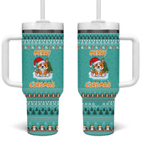 Funny Dog Merry Corgmas Christmas Tumbler With Handle Xmas Holiday Patterns - Wonder Print Shop