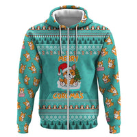 Funny Dog Merry Corgmas Christmas Zip Hoodie Xmas Holiday Patterns - Wonder Print Shop